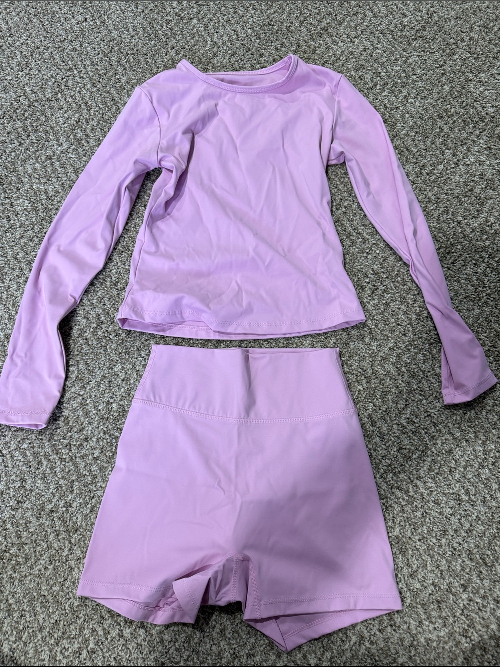 Women’s Long-Sleeve Crop Top & High-Waist Shorts Set - Lilac
